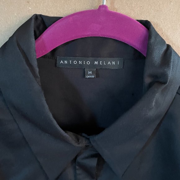 Never Worn Antonio Melani Julia Point Collar Puff Long Sleeve Button Front Satee - Picture 3 of 4